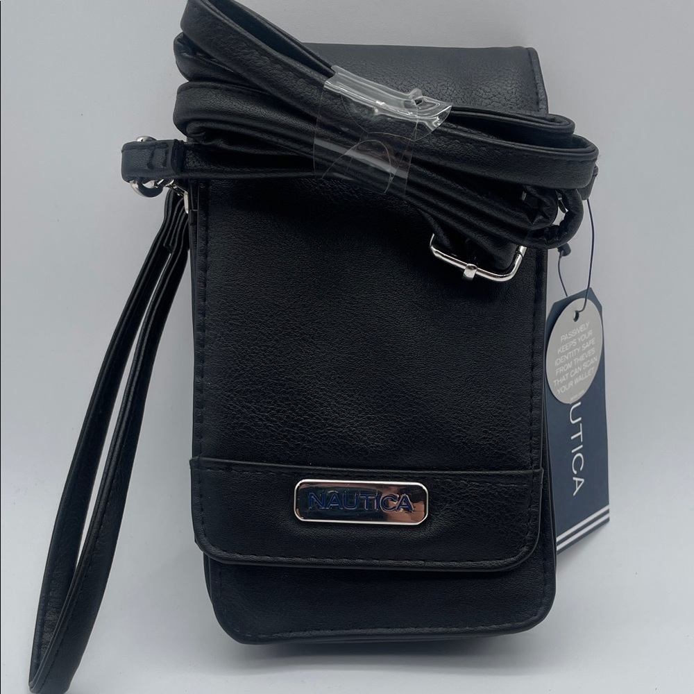 Nautica Black Leather Crossbody Bag